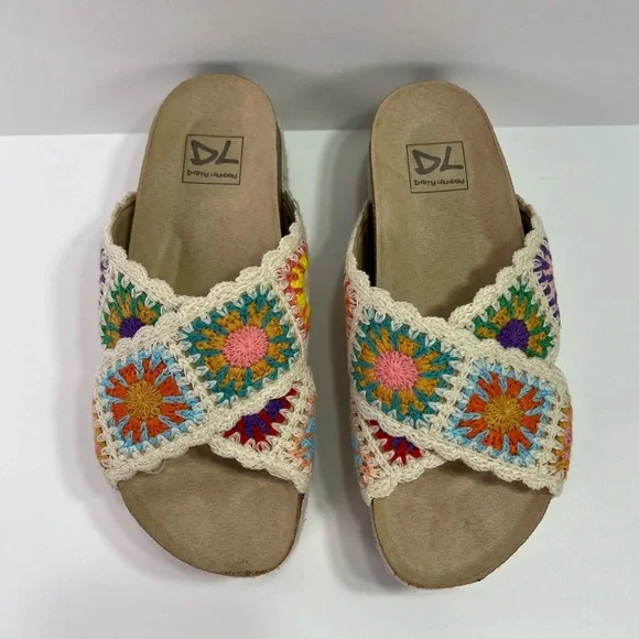 Dirty Laundry Plays Platform Crochet Espadrille Sandals - multi, size 6/36.5 - Picture 3 of 13